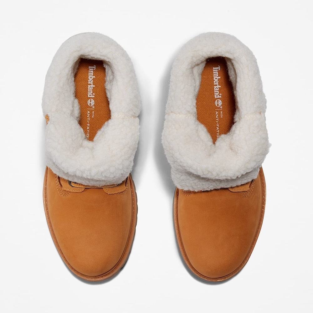 NEW! Timberland Authentics Teddy Fleece Waterproof Fold-Down Boot Wheat Size 6.5 - Picture 3 of 16